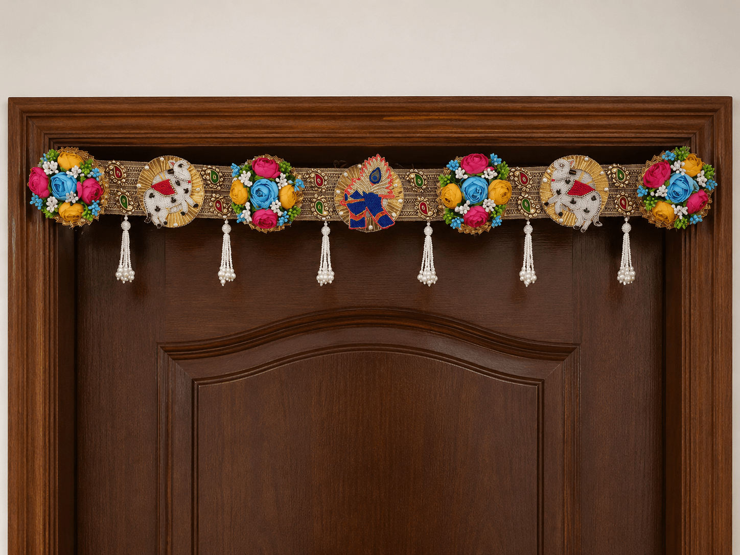 Krishna Flute Cow Floral Toran