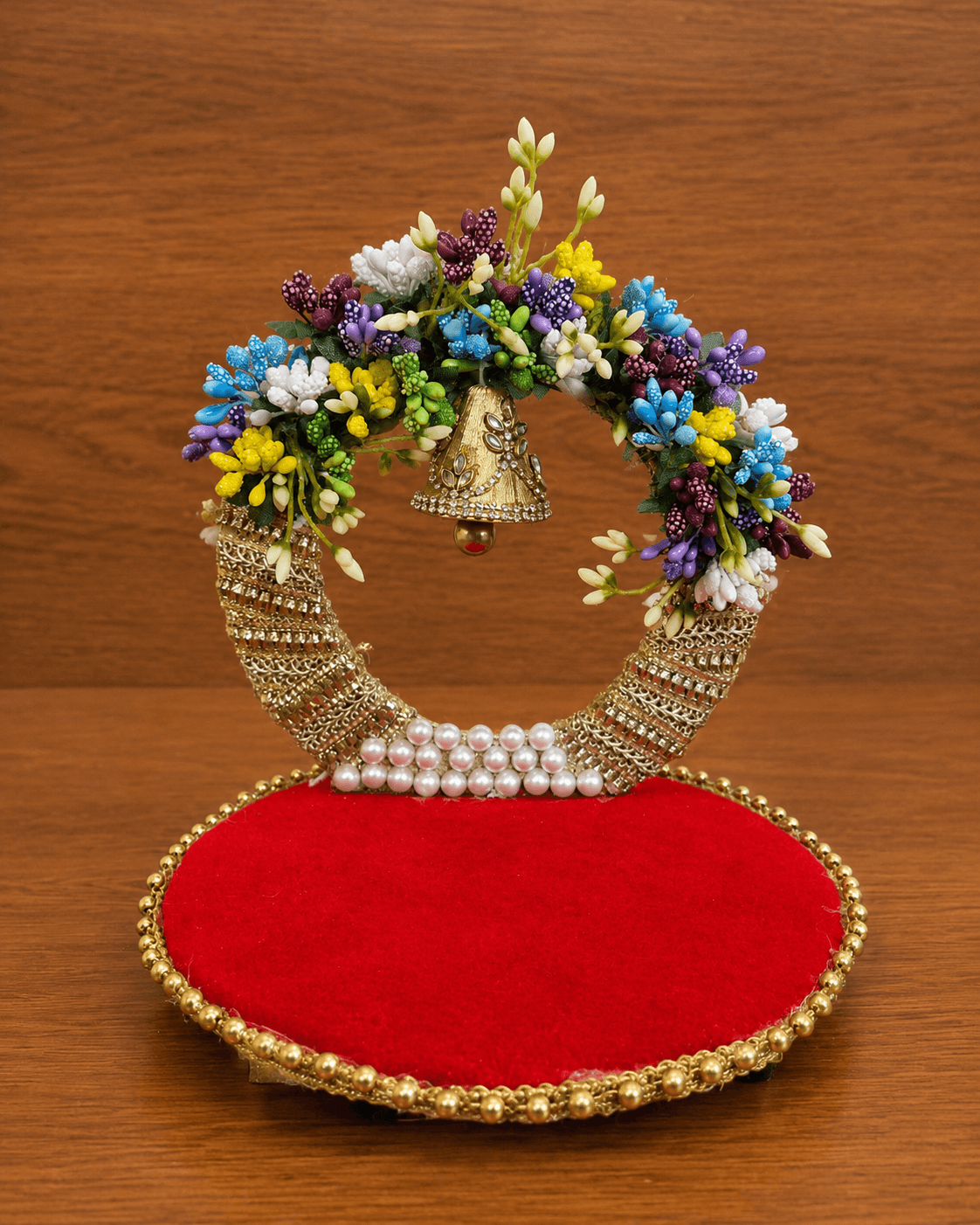 6" Floral Arch Pooja Chowki