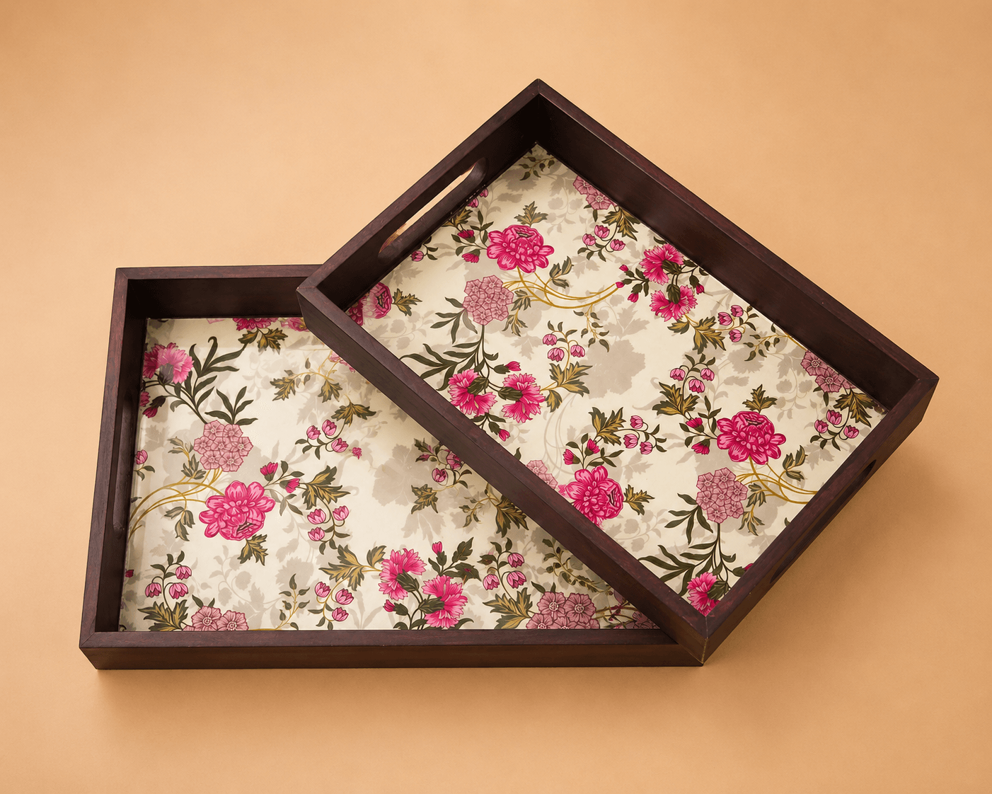 Premium Teakwood Set of 2 Trays 14" * 10" , 12" * 8"